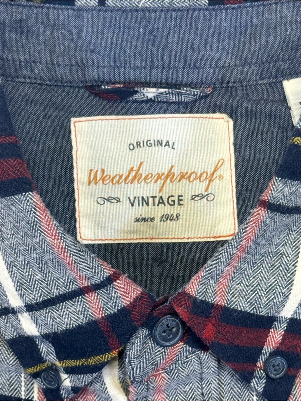 Weatherproof Red, Navy & White Plaid Button-Down Shirt - Picture 8 of 8